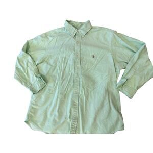 RALPH LAUREN Lt Green Classic fit Button Up Knit Shirt Top Men size 17 1/2 32/33